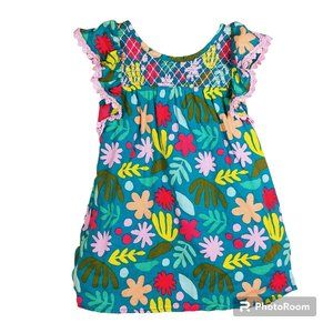 Teal Cat & Jack Dress with Floral Print & Lace Trim